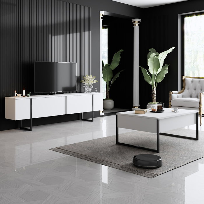 Hanah Home Luxe Mesa de Centro Blanco y Negro